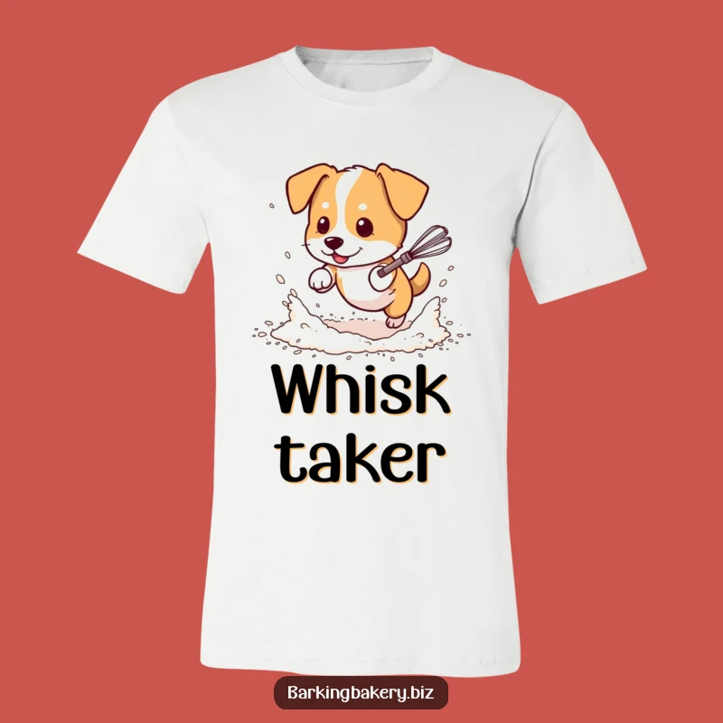 Funny Messy Dog Baker T-Shirt: Flour Frenzy & Whisk Chase, Hilarious Tee