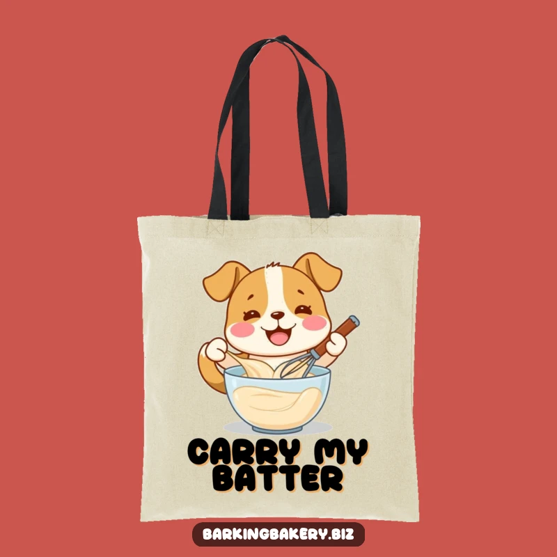 Funny Whisking Dog Tote Bag - Happy Baker Pup, Perfect Funny Gift