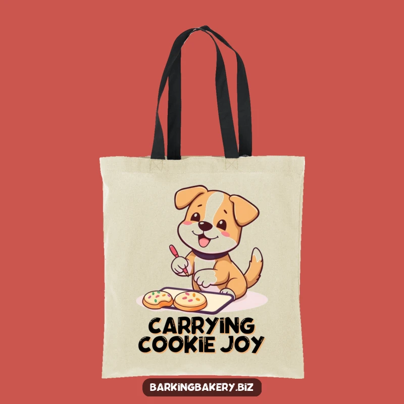 Funny Cookie Decorating Dog Tote Bag: Wagging Tail Pup - Handy & Sweet Gift