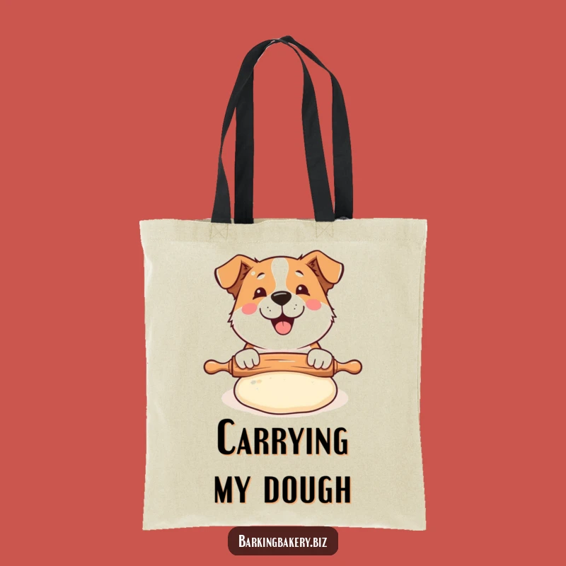 Funny Dog Baker Tote Bag: Rolling Dough Pup, Cute & Practical Baking Gift