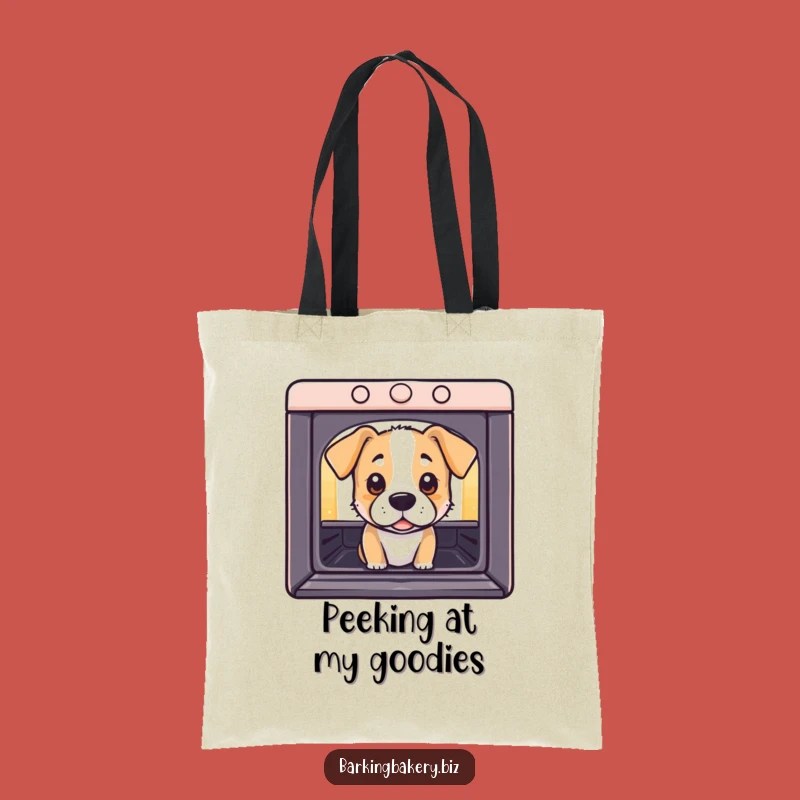 Funny Curious Dog Oven Tote Bag: Peeking Pup - Handy & Humorous Carryall