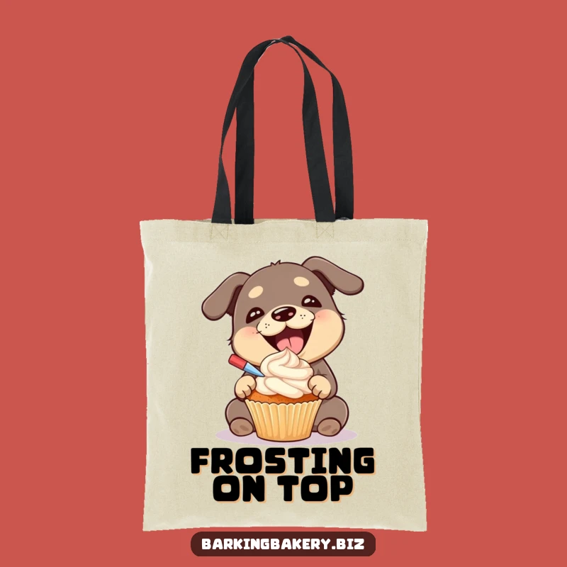 Funny Dog Cupcake Tote Bag: Gleeful Frosting Pup - Perfect Grocer & Gift Bag