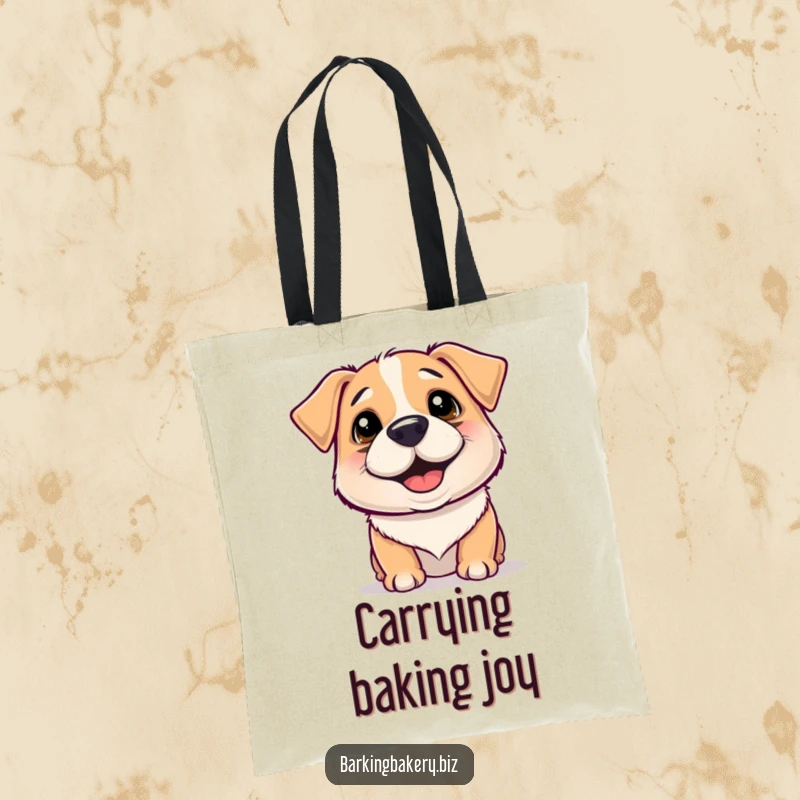 Funny Tote Bag: Dog with flour on its nose wiggles happily, symbolizing the messy joy of baking.