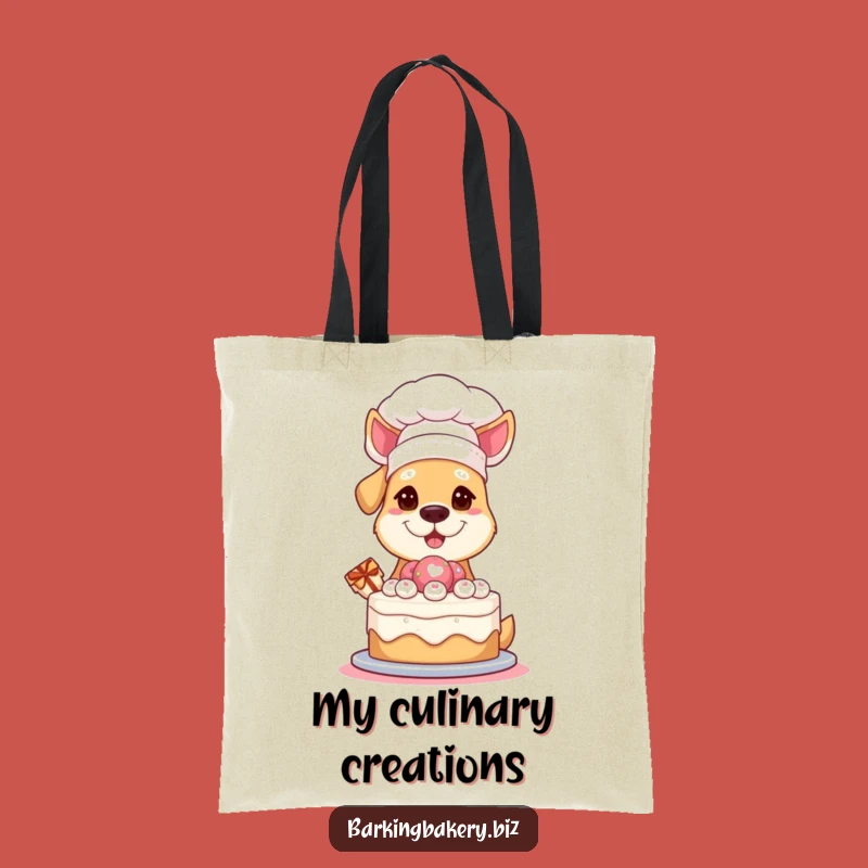 Funny Chef Dog Tote Bag: Pup in Hat Presenting Cake - Stylish & Handy Gift